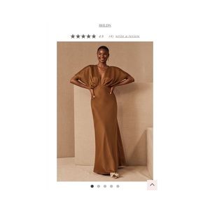 BHLDN / Anthropologie Leila Satin Charmeuse Maxi Dress - Rust, Size 6